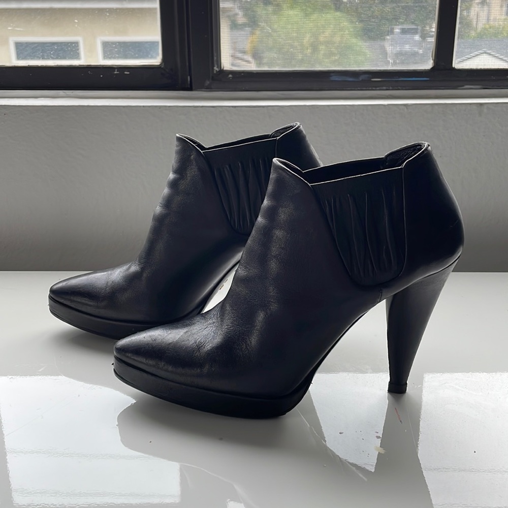 Prada black leather booties 37/7